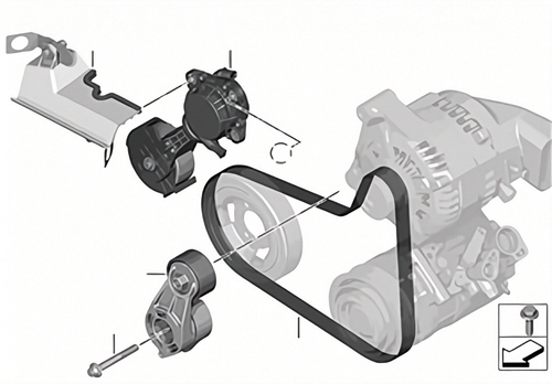Belt Tensioner - BMW F20 / F21 / F30 Series - Various Models - Diagram