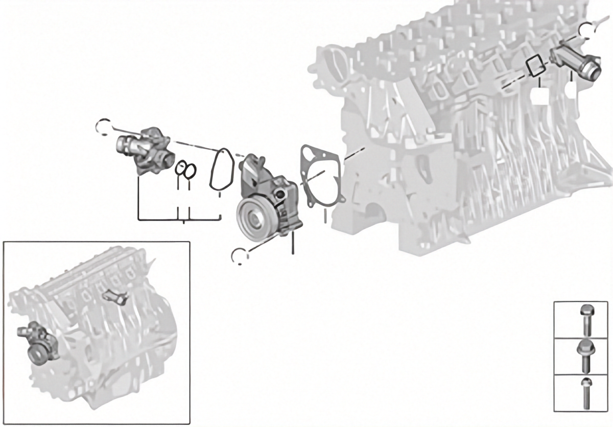 Water Pump - BMW E46 / E39 / E53 Series - Various Models - Diagram